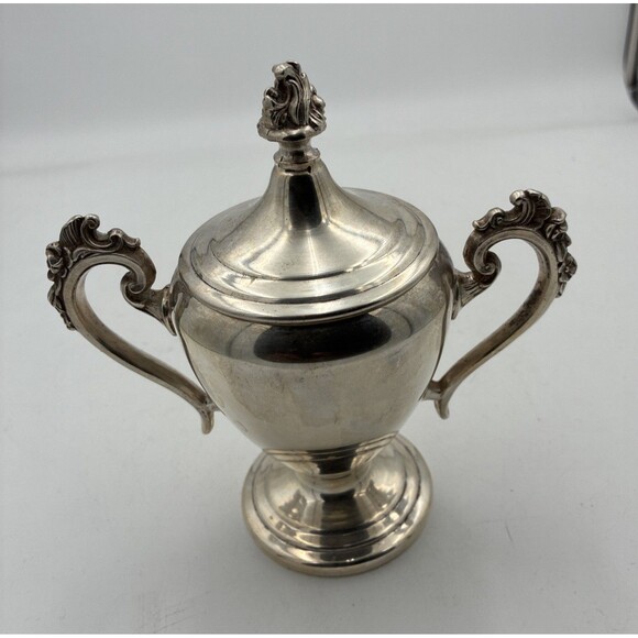 Vintage Sugar Bowl With Lid Ornate Handles Silver-plated. - Picture 3 of 9